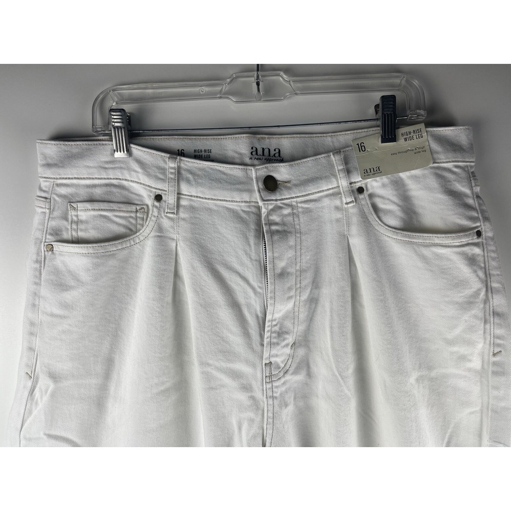 Ana A New Approach Women's High Rise Wide Leg White Jeans Plus Size 16 - Picture 4 of 8